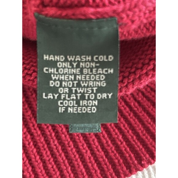 LRL Lauren Jeans Co Ralph Lauren Red Qtr Button Sweater Military Patch Ladies XL - Picture 7 of 13
